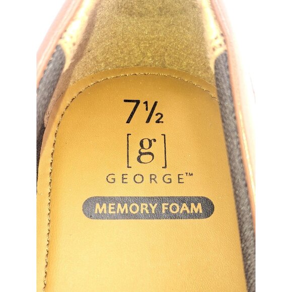 George Men’s Loafers Slip-On Dress Shoes Brown Memory Foam Size 7.5M - Picture 7 of 9